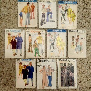 vintage sewing patterns men boys 1960s/70s set of 10